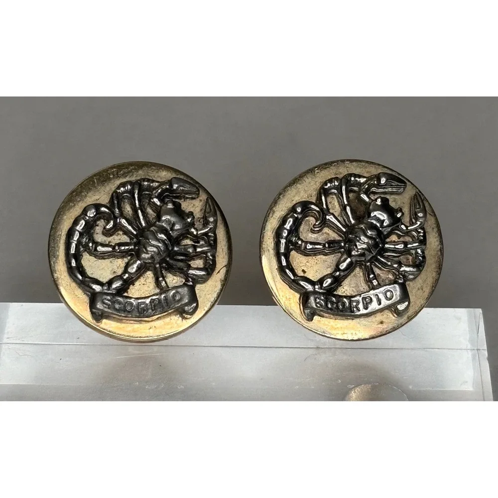 Vintage Swank Scorpio Cufflinks Two Tone Gold Silver Scorpion Zodiac Mens